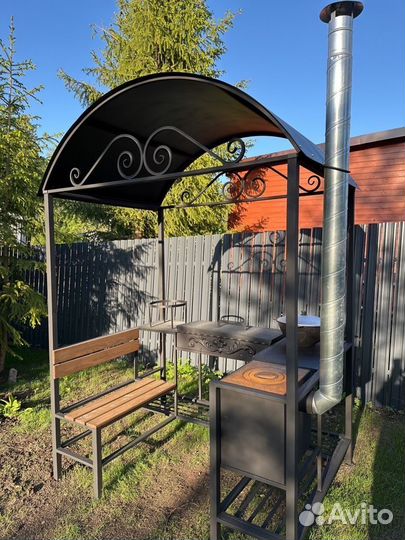 Беседка с мангалом и печью