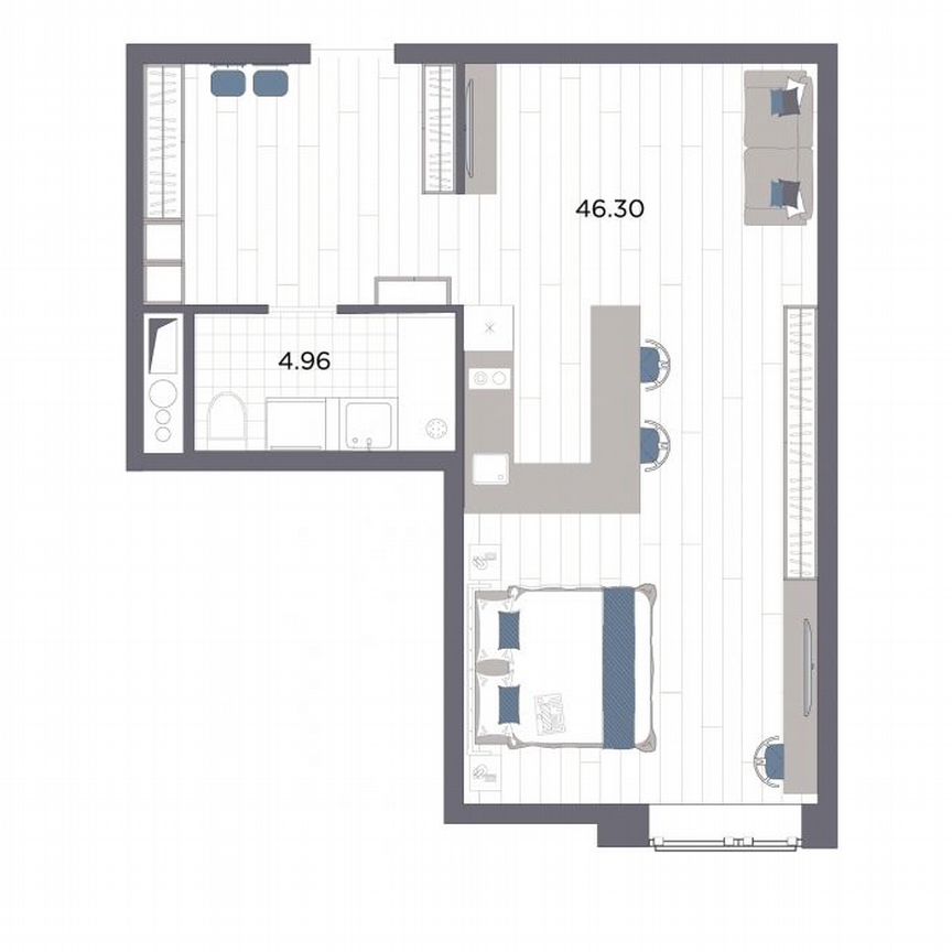 Апартаменты-студия, 51,3 м², 14/14 эт.