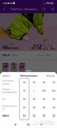 Дождевик для собак