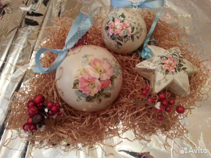 Набор ёлочных украшений ручной работы 