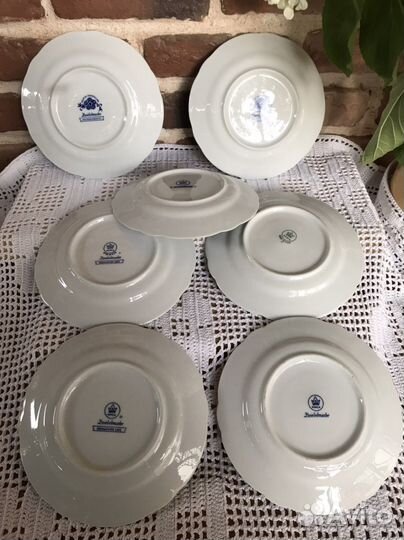 Тарелки Кахла синий лук, луковый узор