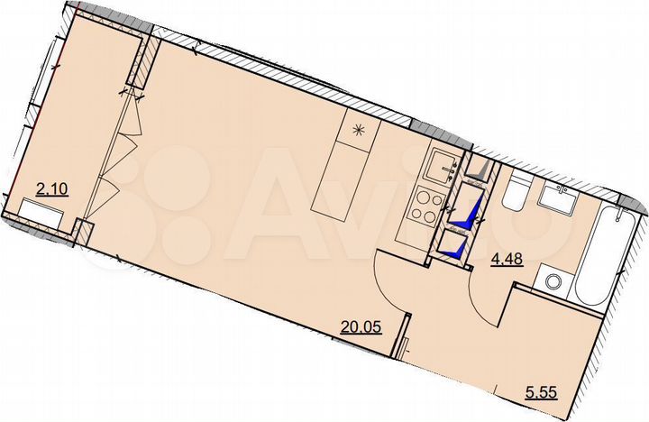 1-к. квартира, 32,2 м², 3/16 эт.