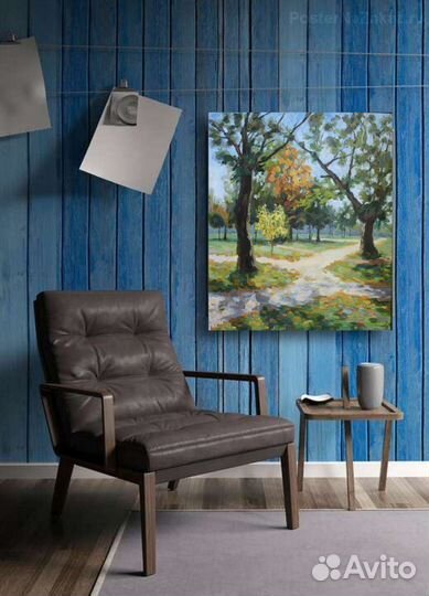 Картина маслом пейзаж в раме парк природа