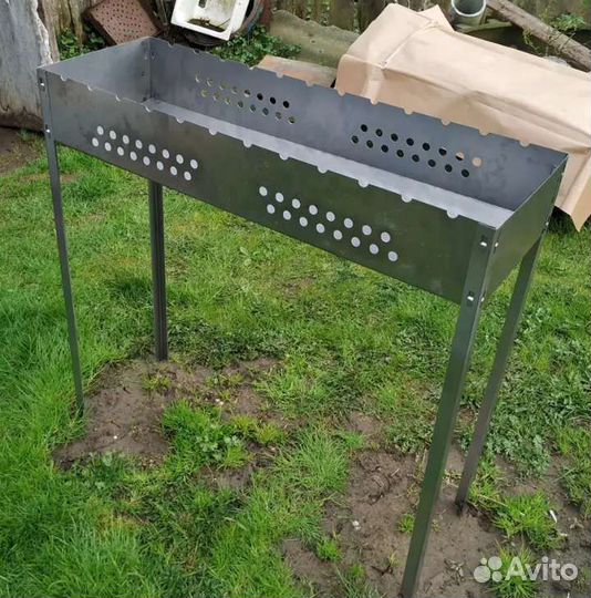 Большой сборный стальной мангал 90х90х30 см новый