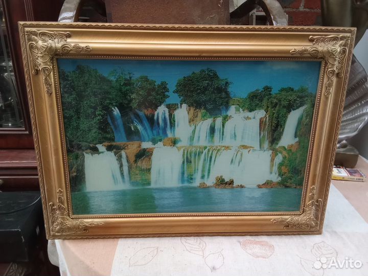 Картина водопад, с подсветкой и музыкой