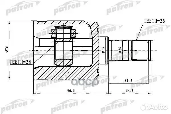 ШРУС внутренний правый 28x35x25 honda civic/CIV