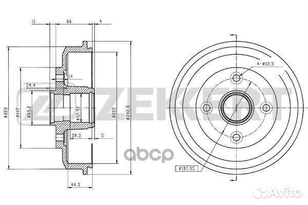Барабан торм. зад. Ford Focus I 98- bs-5170 Zek