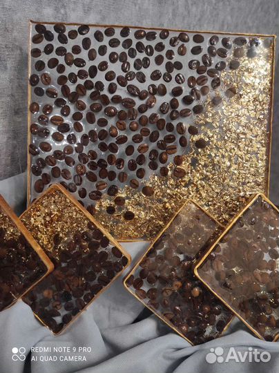 Кофейный набор подставок из эпоксидной смолы