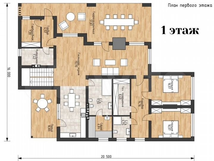 Коттедж 388 м² на участке 1 сот.