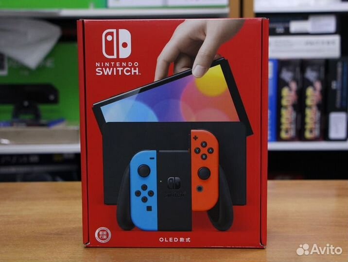 Nintendo Switch oled неоновая синяя/красная