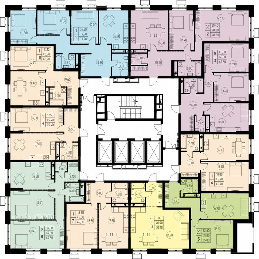 3-к. квартира, 78,2 м², 21/28 эт.
