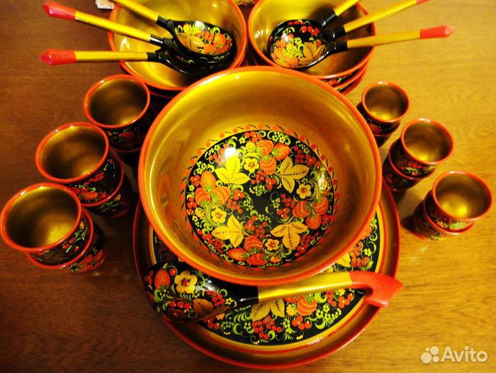 Хохлома набор для окрошки 27 предметов новый