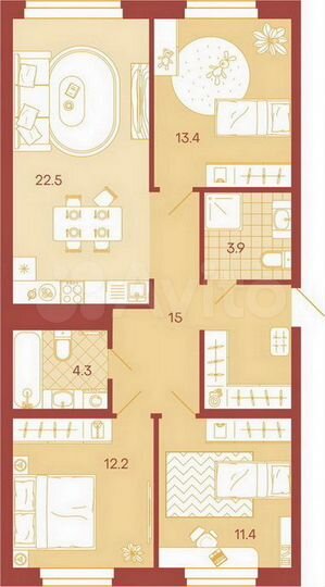 3-к. квартира, 82,7 м², 10/18 эт.