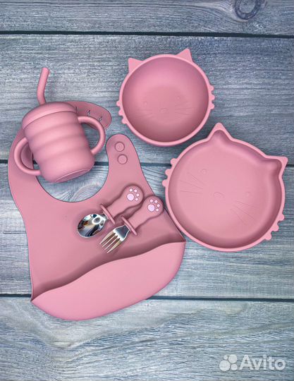 Набор силиконовой посуды из 8-ми предметов «Котик»