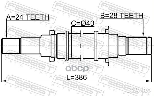 Полуось правая 24x386x28 Mazda 3 BK/BL 03-13