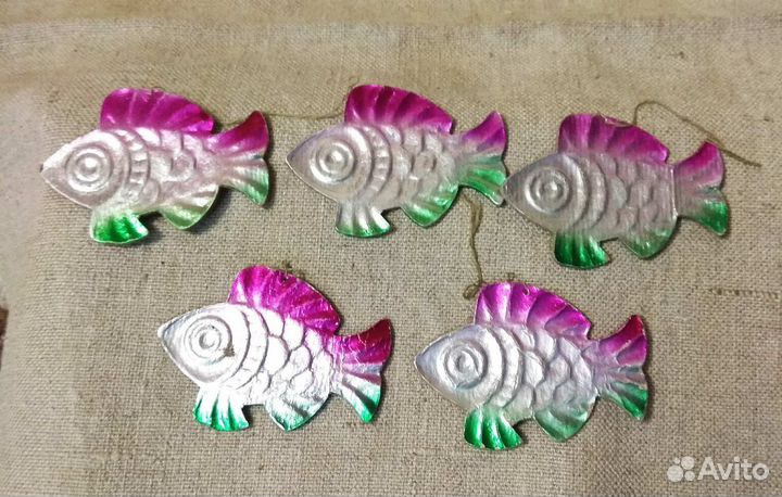 Елочные игрушки картонаж. Дождик. ссср. Винтаж