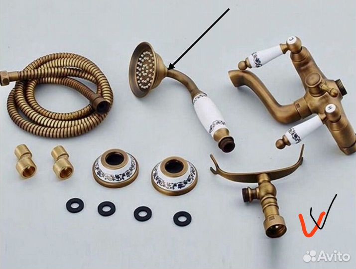 Смеситель ретро керамика компллект для ванны