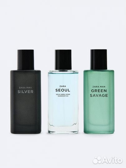 Zara духи набор.Silver.Seoul.Green savage 40 мл