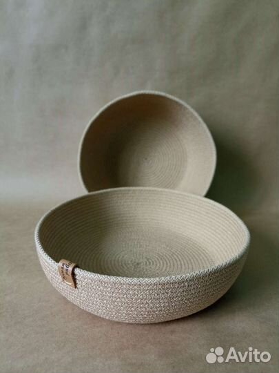 Корзинки из хлопкового шнура и джута