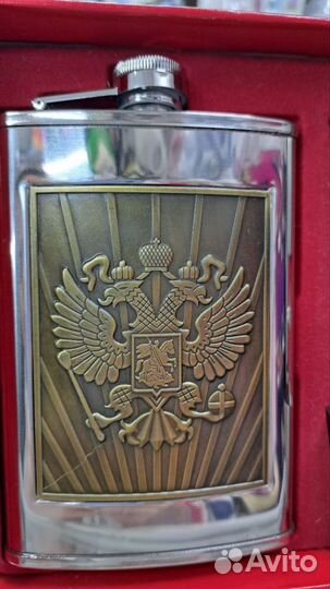 Набор подарочный с гербом: фляжка 532мл, 4 рюмки