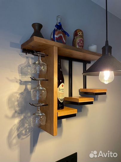 Полка для алкоголя лофт. Мини бар
