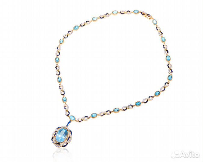 Золотое колье с топазами и бриллиантами Италия
