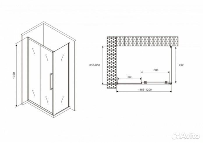 Душевой уголок Abber Schwarzer Diamant AG30120MH-S85M 120x85