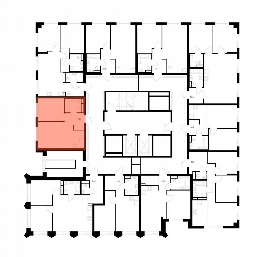 1-к. квартира, 35,3 м², 11/13 эт.