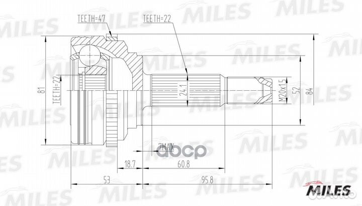 ШРУС chevrolet aveo 1.2/1.4 02- нар.(ABS) ga200