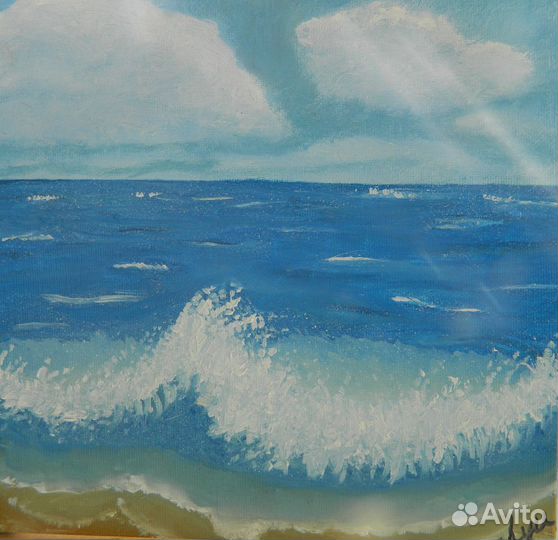 Картина маслом на холсте пейзаж первая волна