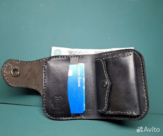 Кошелек с монетницей мужской ручная работа