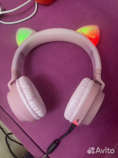 Беспроводные наушники Hoco W27 Cat ear, розовый