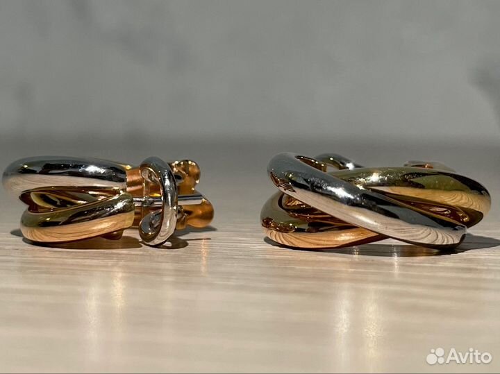 Золотые серьги Cartier Trinity