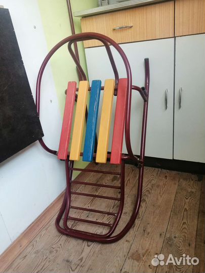 Санки обычные с длинной ручкой