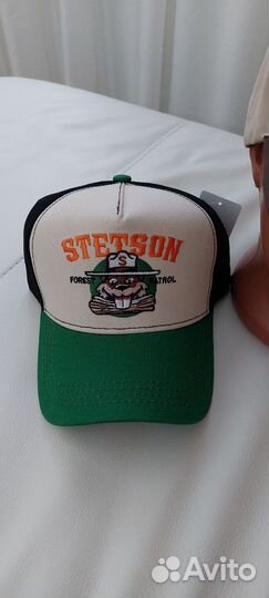 Кепка бейсболка Stetson хлопок зелёный козырёк