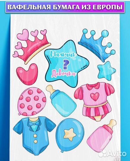 Картинки на торт, капкейки, кексы на гендер пати