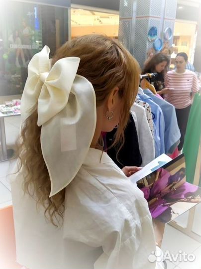 Большой бант на заколке для волос, свадебный бант