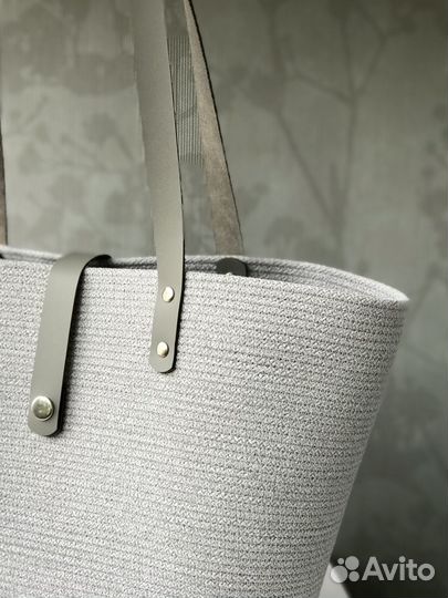 Сумка шопер с кожаными ручками