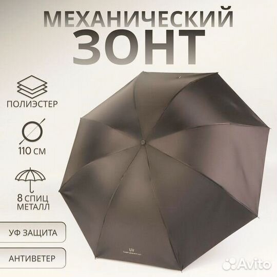 Зонт механический однотонный черный