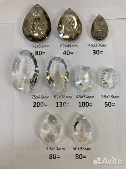 Хрустальные стеклянные элементы для люстр и бра