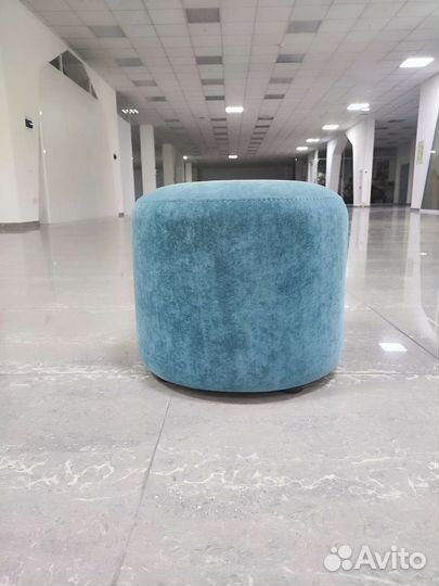 Пуф круглый, голубой