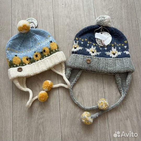 Шерстяные зимние вязаные шапки новые