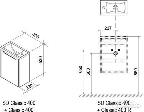 Тумба с раковиной Ravak Classic 40 белая R