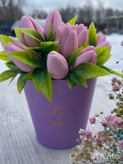 Букет тюльпанов из мыла к 8 марта ручной работы