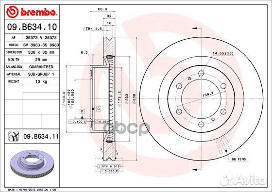 Диск тормозной toyota land cruiser 09- перед.ве