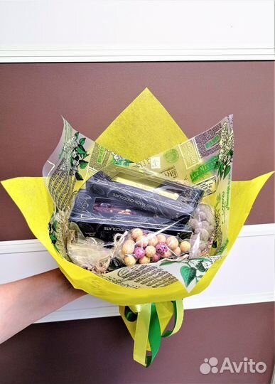 Съедобные букеты с чаем и натуральными сладостями