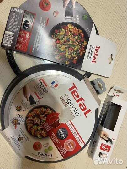 Tefal ingenio набор 28см сковорода крышка ручка