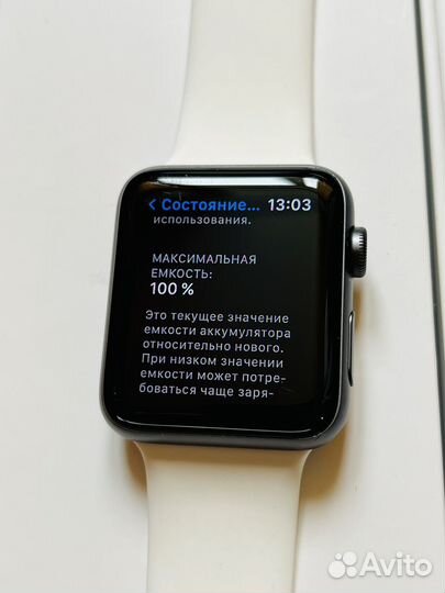 Часы apple watch 3 42mm 100% акб