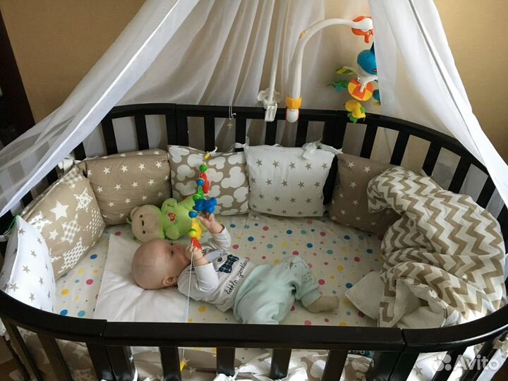 Круглая Детская кроватка 6 в 1