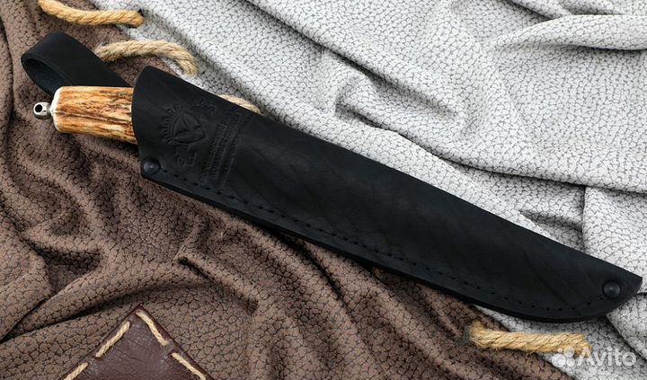 Нож Пантера сталь Х12мф (сатин), рукоять рог лося